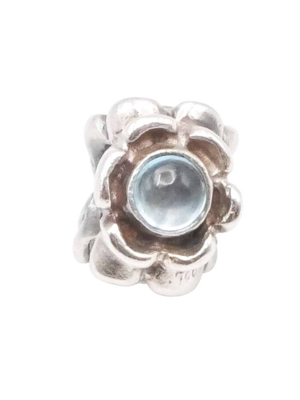 Pandora Mini Blue Ribbon Charm Blue Topaz Sterling Silver Bead – Retired